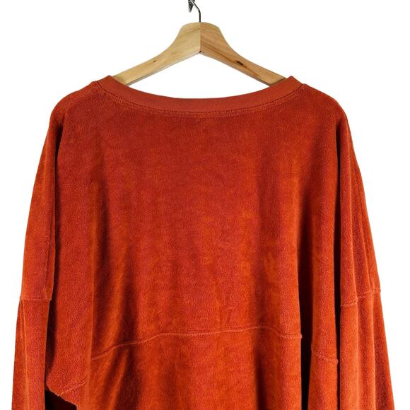 Victoria's Secret Pink Varsity Terry V-Neck Long Sleeve Orange Sweater Size XL - Picture 9 of 12